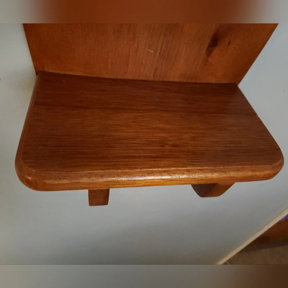 🔨 Vintage 1950s Wooden Angel Mirrored Shelf Wall